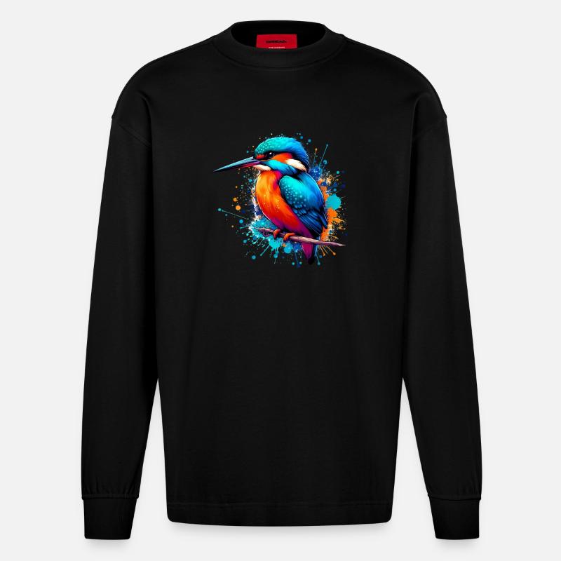 Eisvogel - Heavyweight Oversized Organic Langarmshirt Made in EU - SOLID BLACK