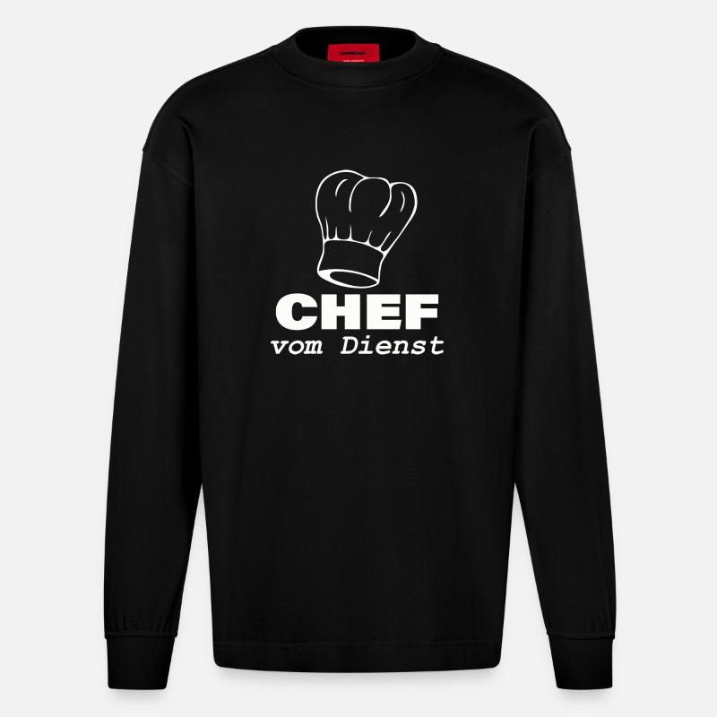 CHEF VOM DIENST - Heavyweight Oversized Organic Langarmshirt Made in EU - SOLID BLACK
