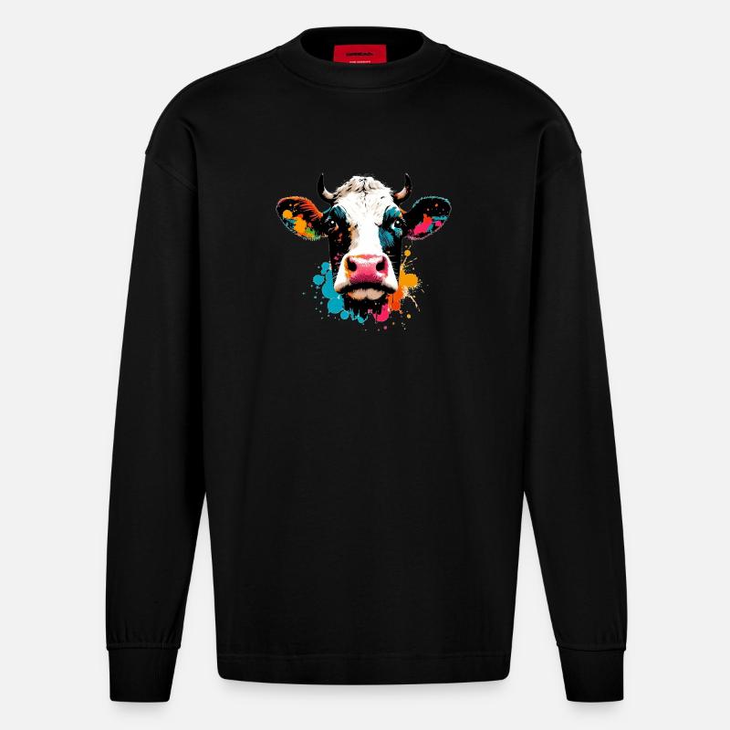 Kuh - Heavyweight Oversized Organic Langarmshirt Made in EU - SOLID BLACK