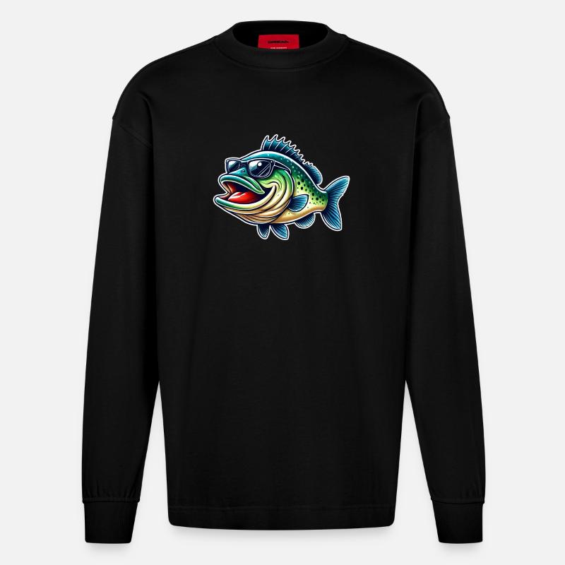 Pêche à la perche - Manches longues bio épais oversize fabriqué en UE - SOLID BLACK