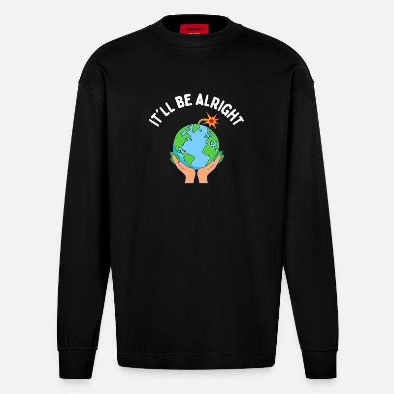 Es wird schon gut - Heavyweight Oversized Organic Langarmshirt Made in EU - SOLID BLACK