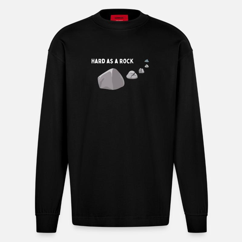 Hart wie ein Stein - Heavyweight Oversized Organic Langarmshirt Made in EU - SOLID BLACK