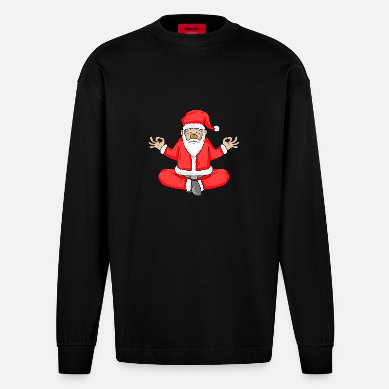 Weihnachtsmann Yoga Geist Körper - Heavyweight Oversized Organic Langarmshirt Made in EU - SOLID BLACK