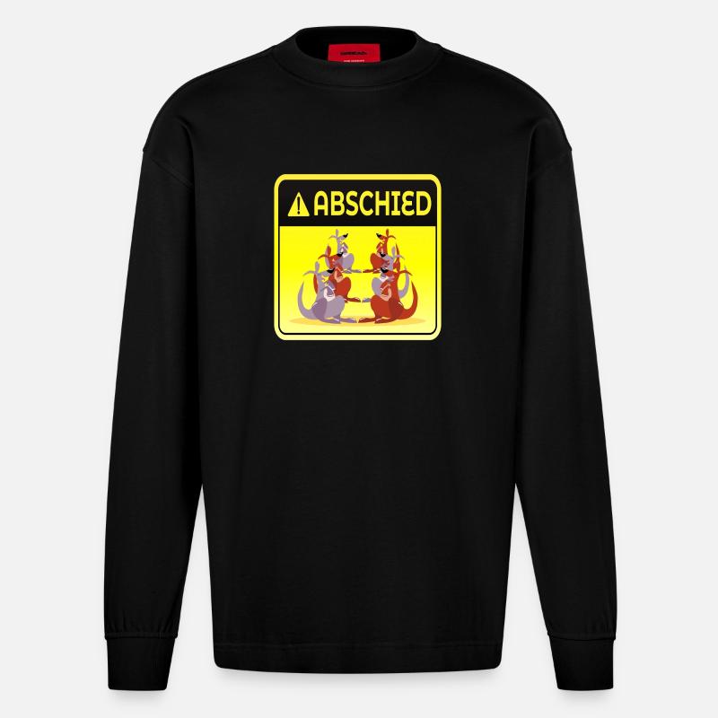 ABSCHIED KOLLEGEN TEAM GRUPPE - KÄNGURUS - Heavyweight Oversized Organic Langarmshirt Made in EU - SOLID BLACK