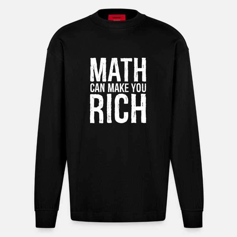 math can make you rich - Manches longues bio épais oversize fabriqué en UE - SOLID BLACK