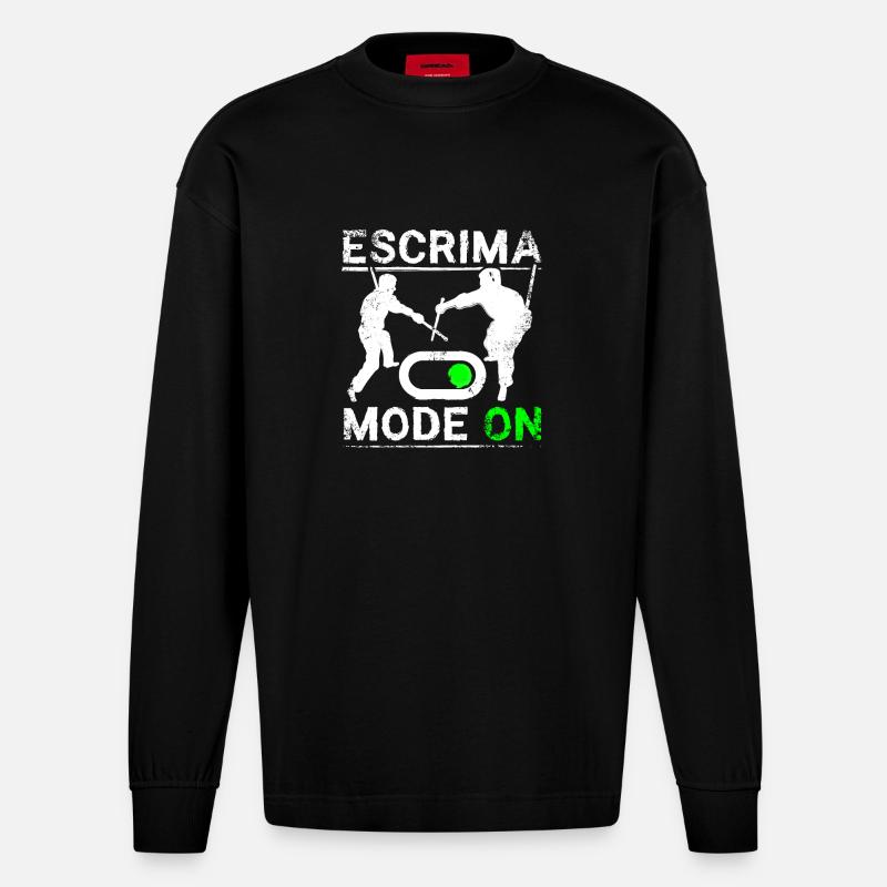 Escrima mode on - Heavyweight Oversized Organic Langarmshirt Made in EU - SOLID BLACK