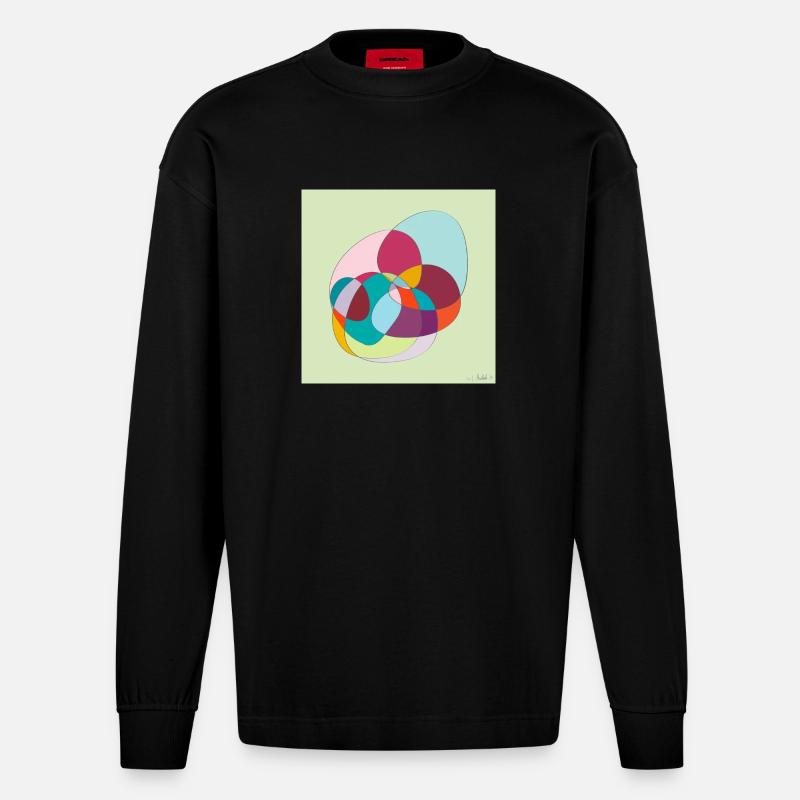Verschlungene Farbübergänge - Heavyweight Oversized Organic Langarmshirt Made in EU - SOLID BLACK