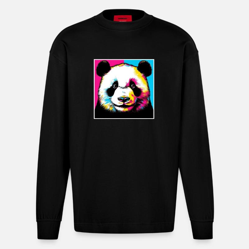 Panda - Manches longues bio épais oversize fabriqué en UE - SOLID BLACK