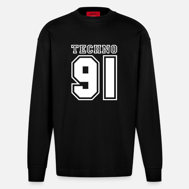 TECHNO 91 - Heavyweight Oversized Organic Langarmshirt Made in EU - SOLID BLACK