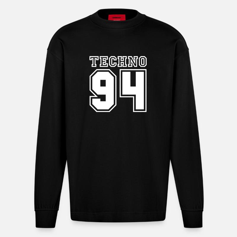 TECHNO 94 - Heavyweight Oversized Organic Langarmshirt Made in EU - SOLID BLACK