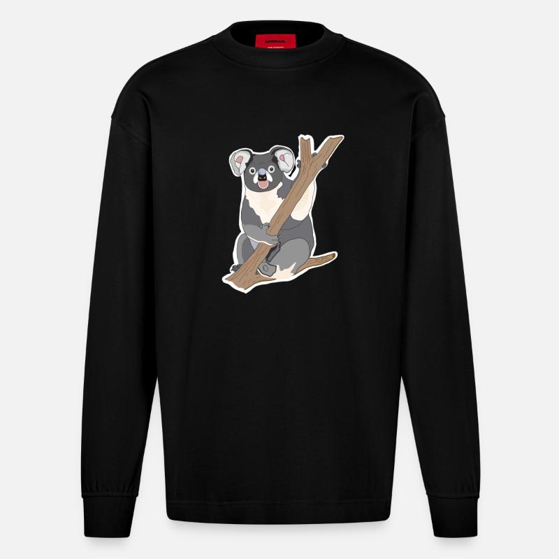 Koala Koalabär - Heavyweight Oversized Organic Langarmshirt Made in EU - SOLID BLACK