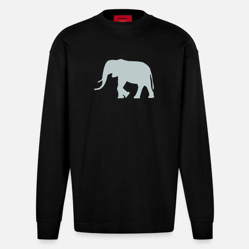 Éléphant - Manches longues bio épais oversize fabriqué en UE - SOLID BLACK