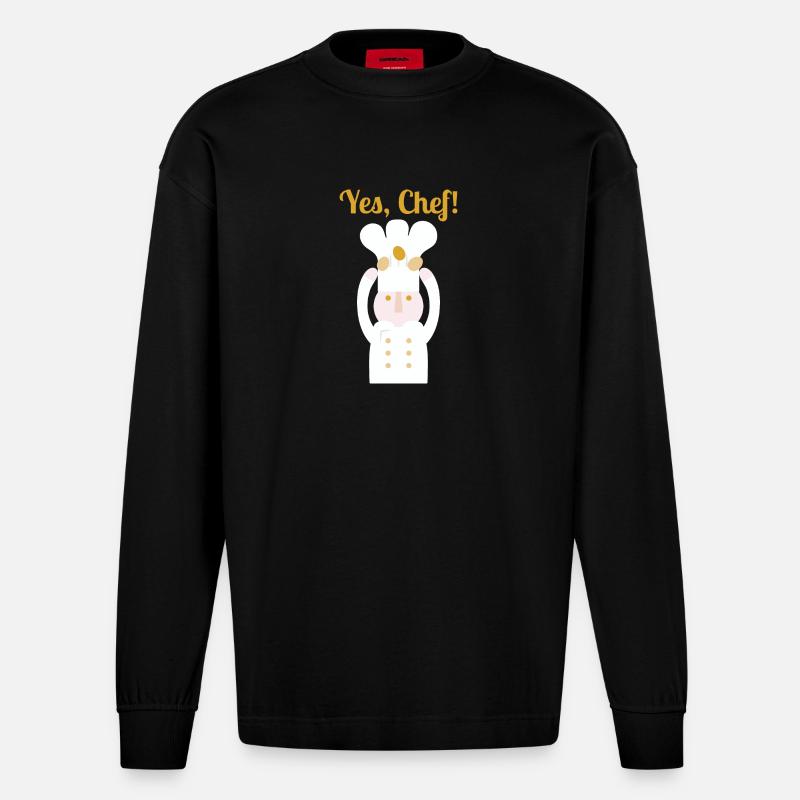 Ja, Chefkoch! l Text - Heavyweight Oversized Organic Langarmshirt Made in EU - SOLID BLACK