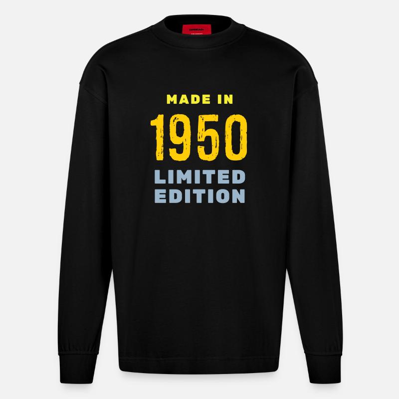 1950 - Heavyweight Oversized Organic Langarmshirt Made in EU - SOLID BLACK
