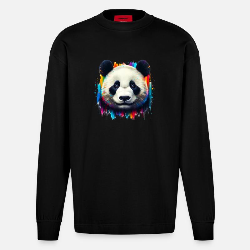 Panda - Heavyweight Oversized Organic Langarmshirt Made in EU - SOLID BLACK