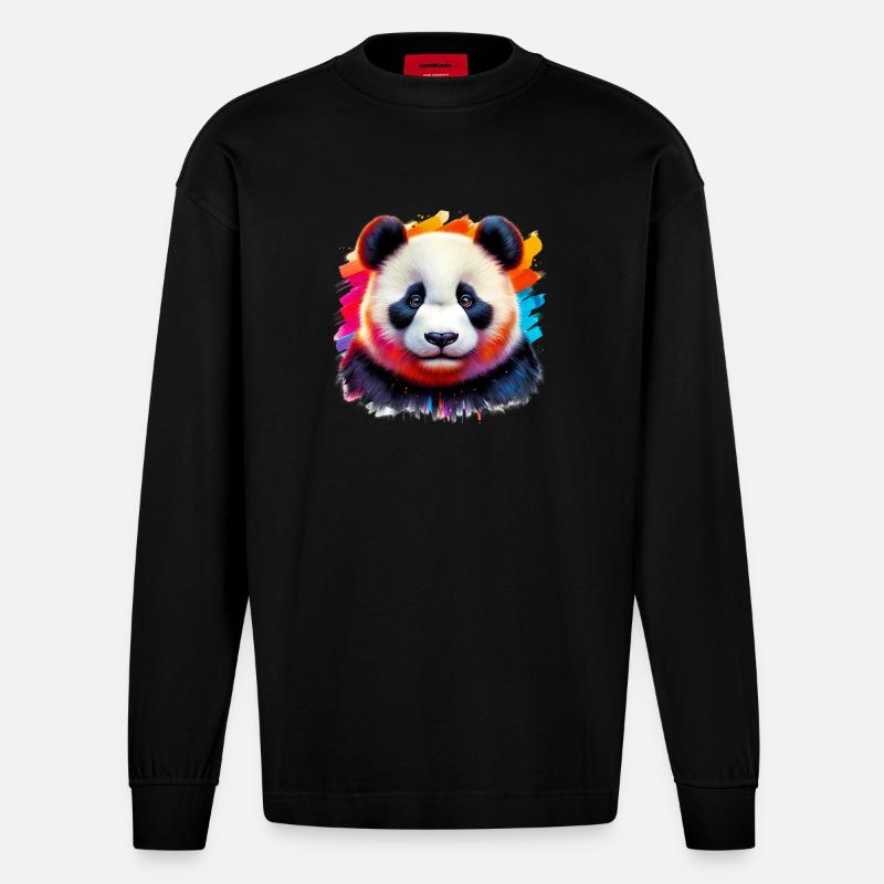 Panda - Manches longues bio épais oversize fabriqué en UE - SOLID BLACK