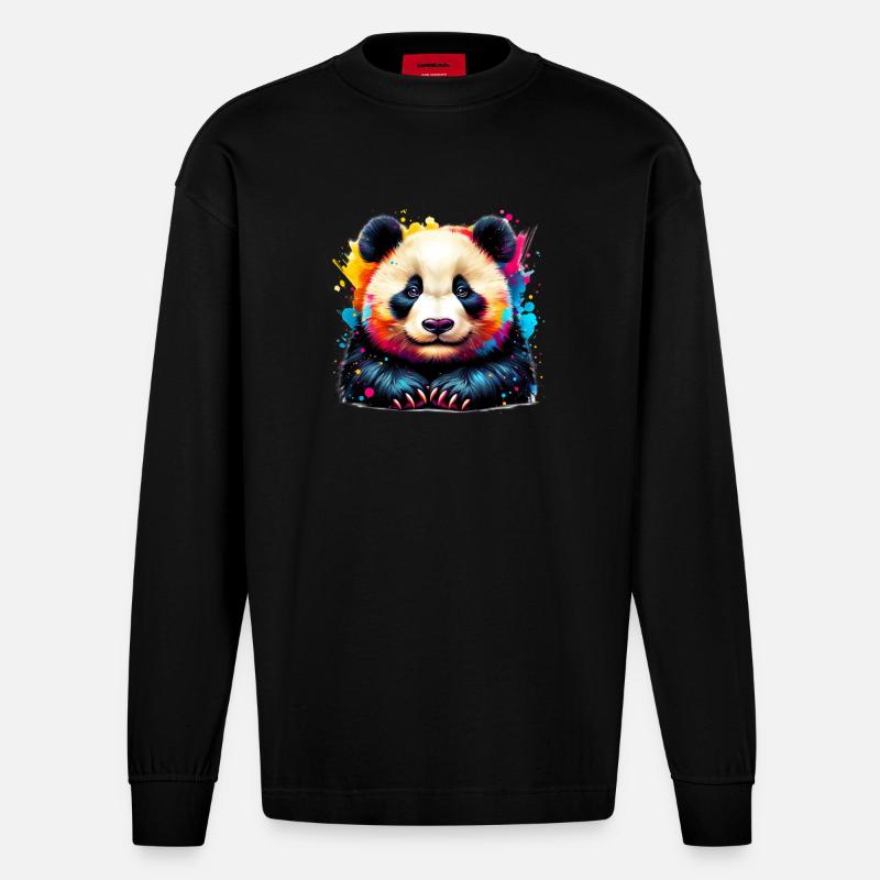 Panda - Manches longues bio épais oversize fabriqué en UE - SOLID BLACK