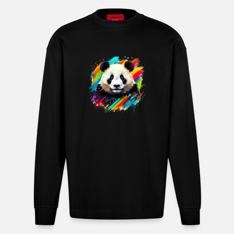 Panda - Manches longues bio épais oversize fabriqué en UE - SOLID BLACK