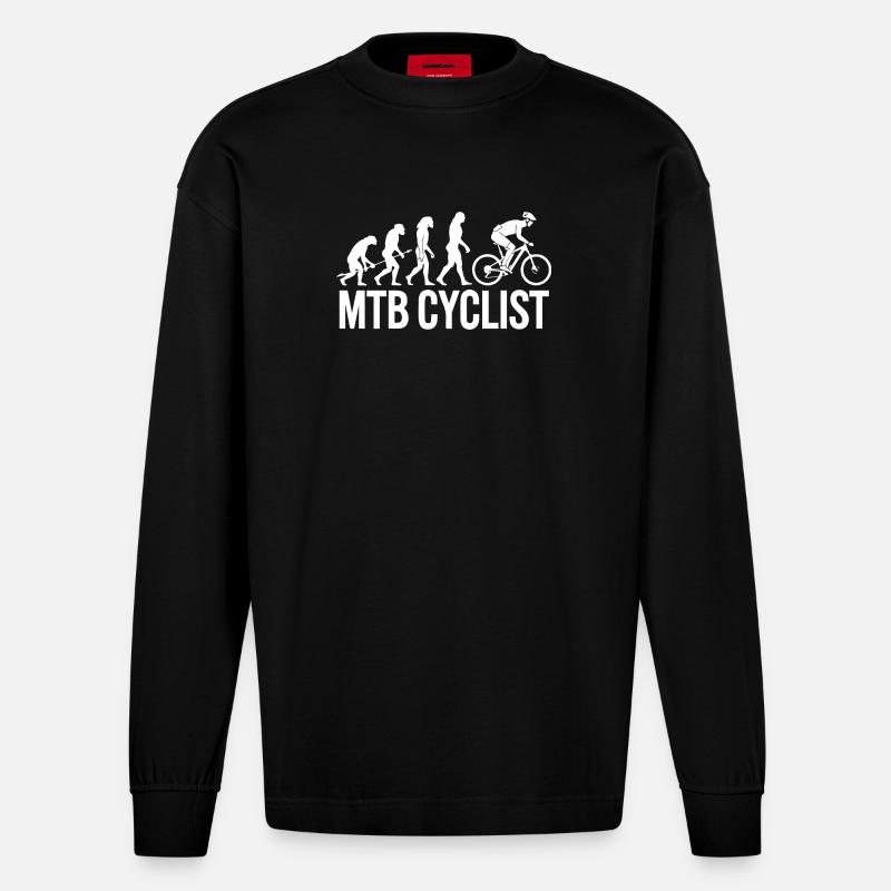 Evolution einer MTB-Radfahrer-Silhouette - Heavyweight Oversized Organic Langarmshirt Made in EU - SOLID BLACK