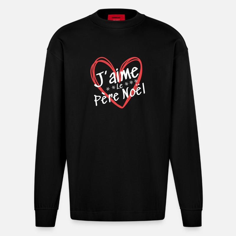 Ich liebe den Weihnachtsmann - Heavyweight Oversized Organic Langarmshirt Made in EU - SOLID BLACK