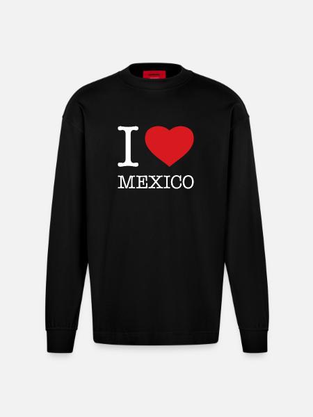 I LOVE MEXICO - Heavyweight Oversized Organic Longsleeve Shirt Made in EU - SOLID BLACK