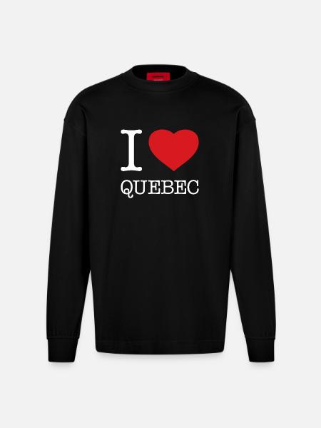 J’ADORE LE QUÉBEC - Manches longues bio épais oversize fabriqué en UE - SOLID BLACK