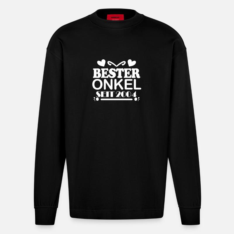 Bester Onkel seit 2004 - Heavyweight Oversized Organic Langarmshirt Made in EU - SOLID BLACK