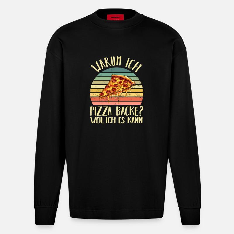 PIzza Bäcker Pizzaiolo - Heavyweight Oversized Organic Langarmshirt Made in EU - SOLID BLACK
