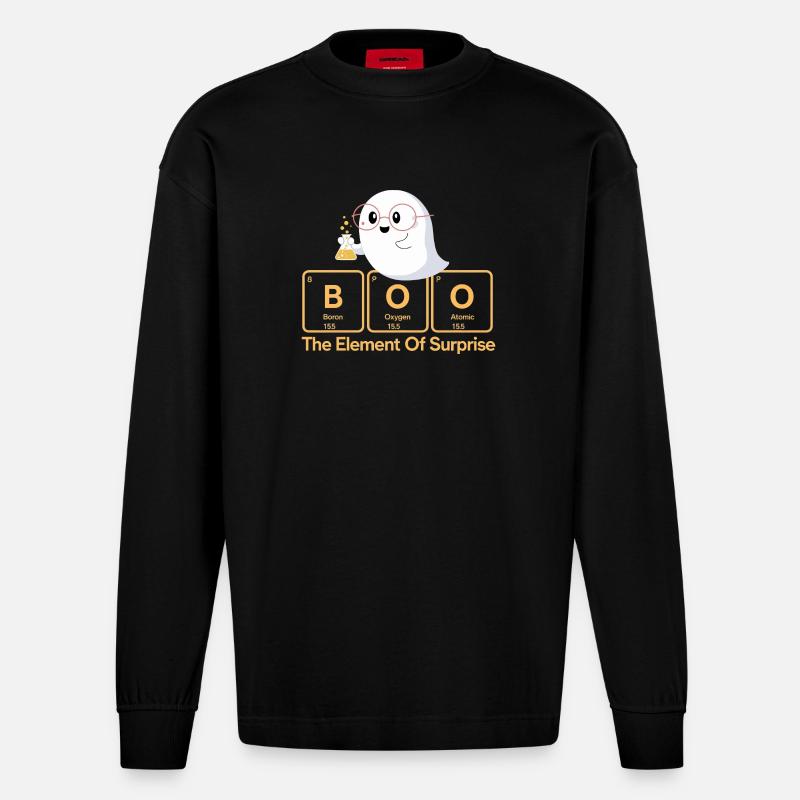 Elementar Boo Ghost T-Shirt - Heavyweight Oversized Organic Langarmshirt Made in EU - SOLID BLACK