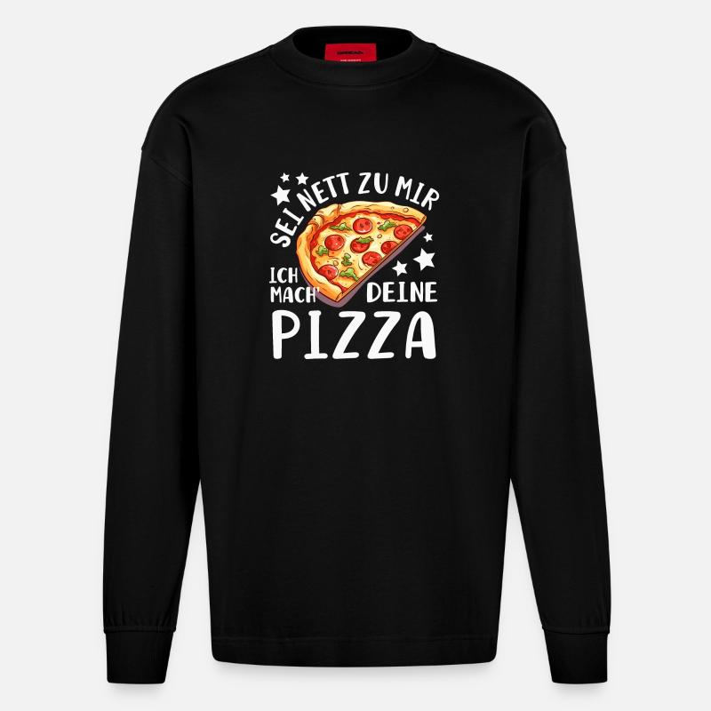 PIzza Bäcker Pizzaiolo - Heavyweight Oversized Organic Langarmshirt Made in EU - SOLID BLACK