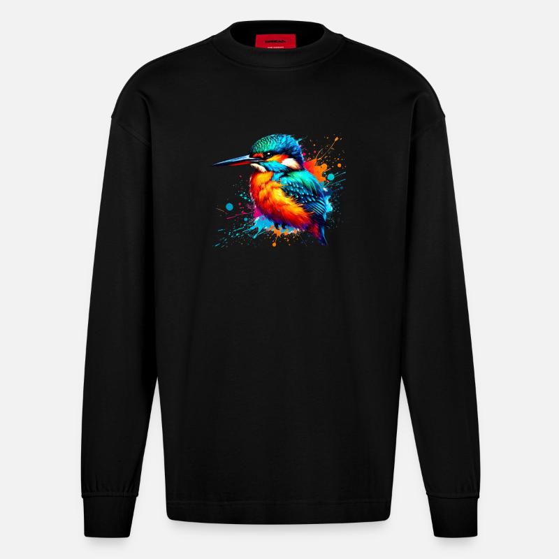 Eisvogel - Heavyweight Oversized Organic Langarmshirt Made in EU - SOLID BLACK