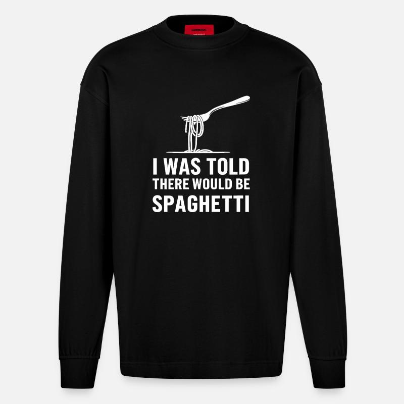 Spaghetti-Überraschung - Heavyweight Oversized Organic Langarmshirt Made in EU - SOLID BLACK
