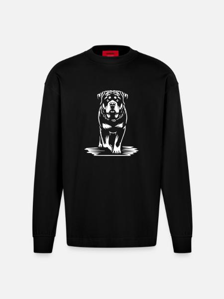Rottweiler "Black Edition" - Heavyweight Oversized Organic Longsleeve Shirt Made in EU - SOLID BLACK