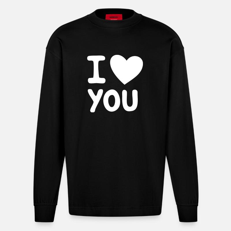 Ich liebe dich, Weiß - Heavyweight Oversized Organic Langarmshirt Made in EU - SOLID BLACK