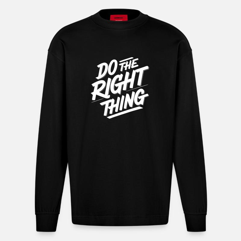 Tu das Richtige 1 (dunkel) - Heavyweight Oversized Organic Langarmshirt Made in EU - SOLID BLACK