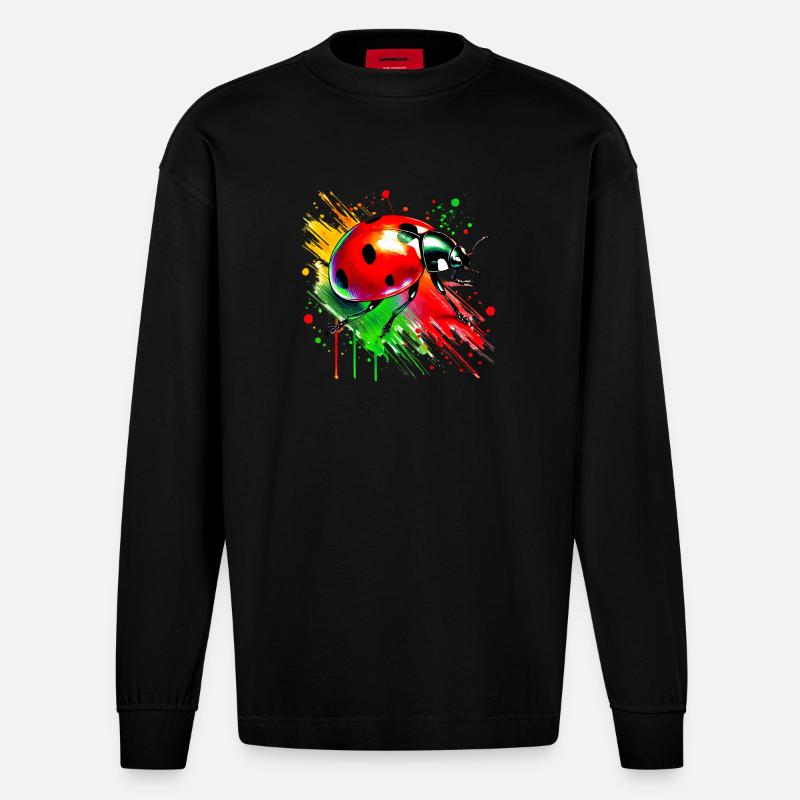 Marienkäfer - Heavyweight Oversized Organic Langarmshirt Made in EU - SOLID BLACK