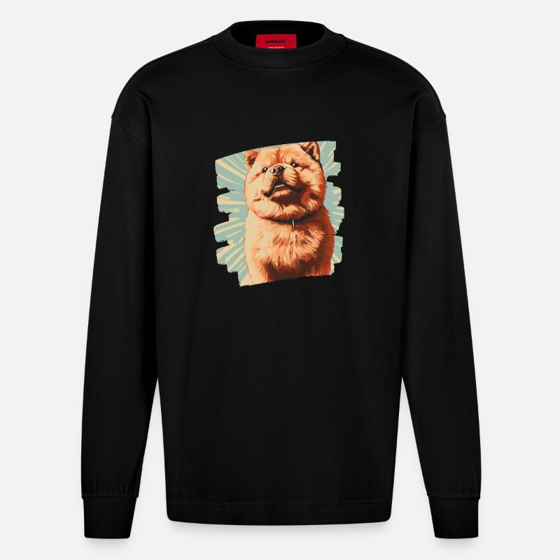 Chow Chow - Heavyweight Oversized Organic Langarmshirt Made in EU - SOLID BLACK
