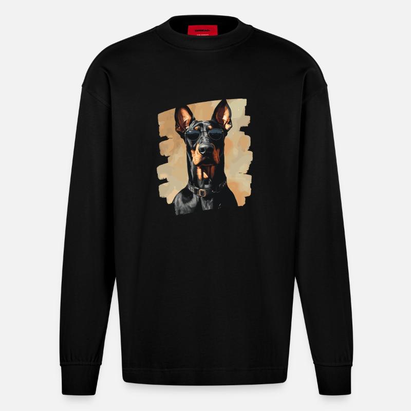 Dobermann - Heavyweight Oversized Organic Langarmshirt Made in EU - SOLID BLACK
