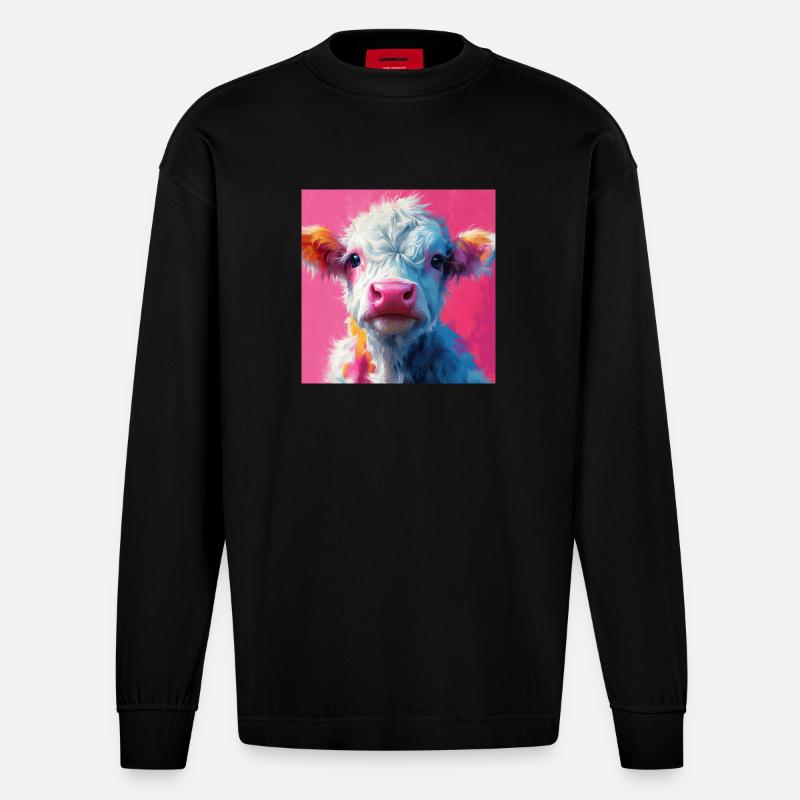 Pink Cow - Heavyweight Oversized Organic Langarmshirt Made in EU - SOLID BLACK
