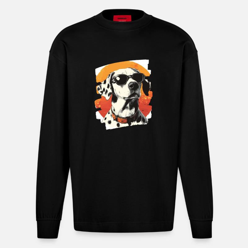 Dalmatiner - Heavyweight Oversized Organic Langarmshirt Made in EU - SOLID BLACK