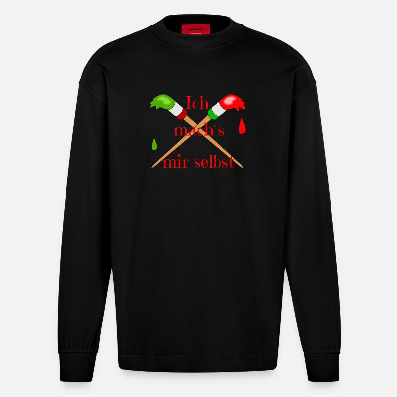 Maler Pinsel - Heavyweight Oversized Organic Langarmshirt Made in EU - SOLID BLACK