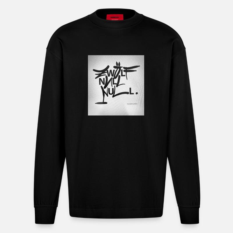 ZWÖLF_Null_Null - Manches longues bio épais oversize fabriqué en UE - SOLID BLACK