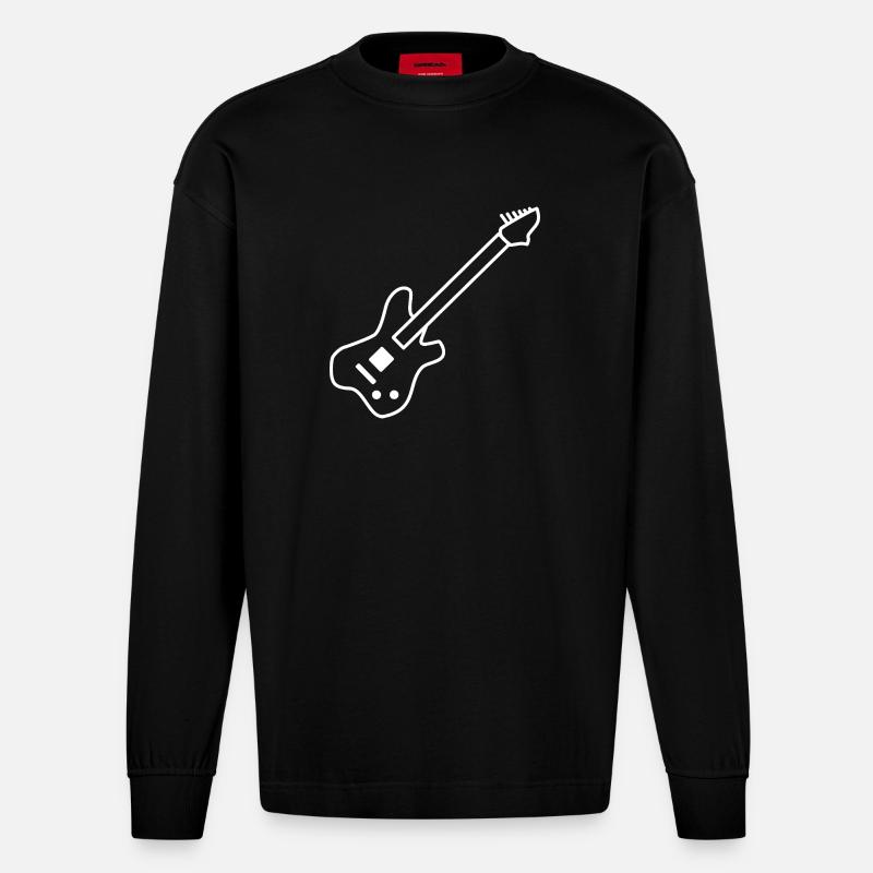 E-Gitarre Gitrarre Musik Rock - Heavyweight Oversized Organic Langarmshirt Made in EU - SOLID BLACK