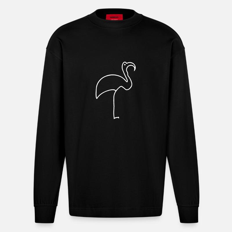 Flamingo - Heavyweight Oversized Organic Langarmshirt Made in EU - SOLID BLACK
