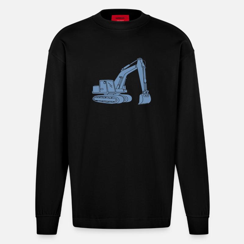 Bagger Silhouette Baugeräteführer Tiefbau - Heavyweight Oversized Organic Langarmshirt Made in EU - SOLID BLACK