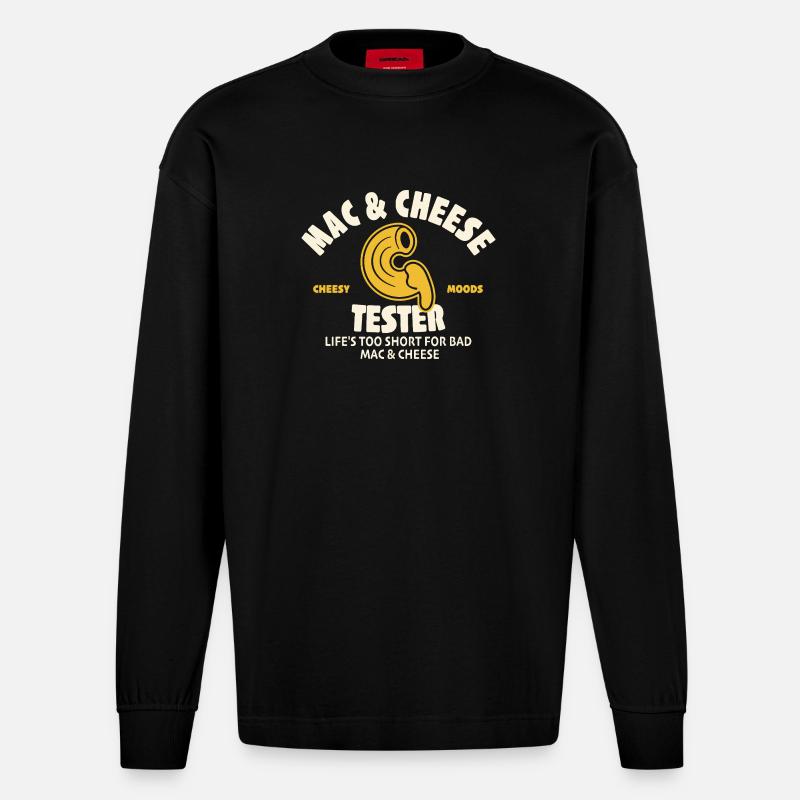 Mac & Cheese Tester - Heavyweight Oversized Organic Langarmshirt Made in EU - SOLID BLACK