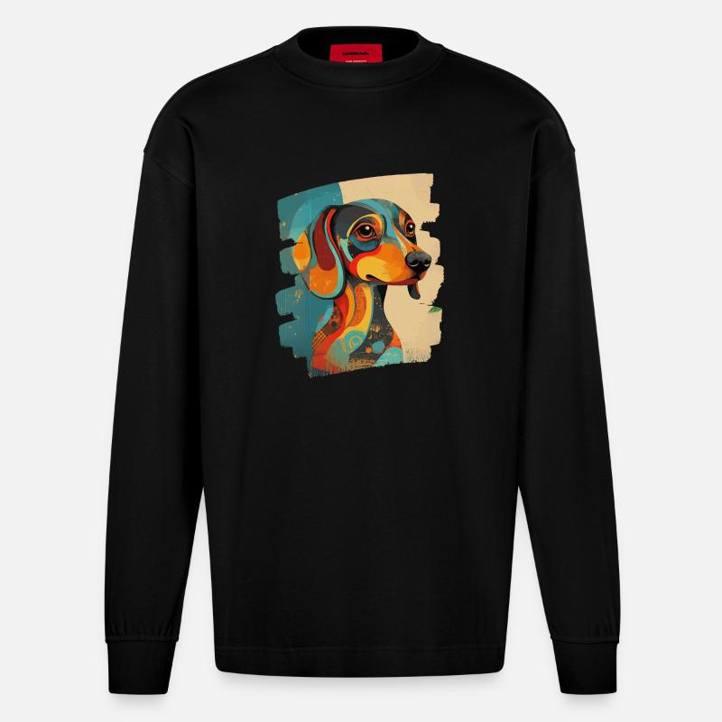 Dackel - Heavyweight Oversized Organic Langarmshirt Made in EU - SOLID BLACK
