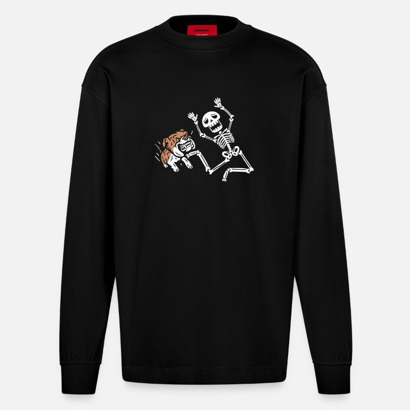 Skeleton running - Heavyweight Oversized Organic Langarmshirt Made in EU - SOLID BLACK