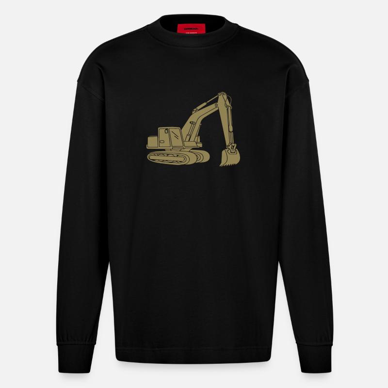 Bagger Silhouette Baugeräteführer Tiefbau - Heavyweight Oversized Organic Langarmshirt Made in EU - SOLID BLACK