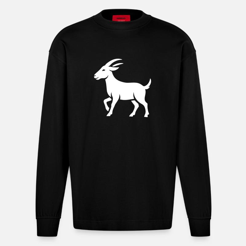 Geißbock - Heavyweight Oversized Organic Langarmshirt Made in EU - SOLID BLACK